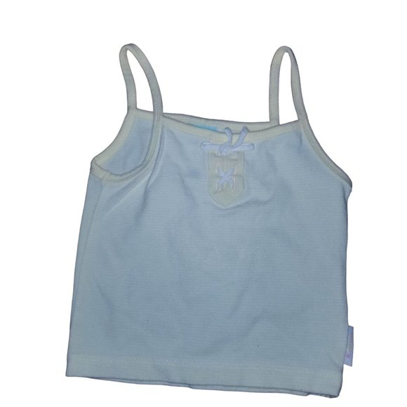 Old Navy Baby Blue Striped Tank Top with Lace and Spaghetti Strap Size 12-18M - Picture 1 of 4